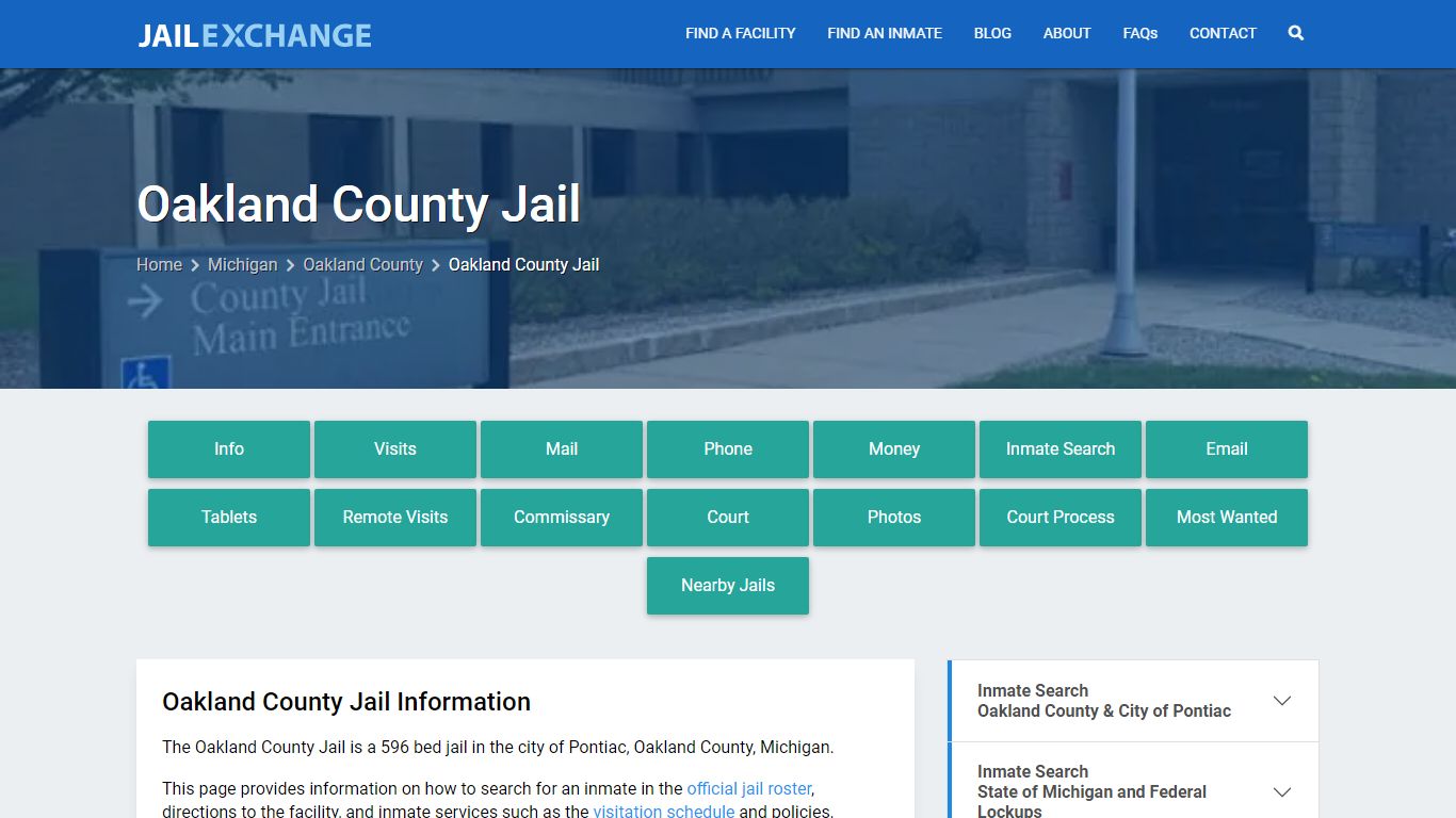 Oakland County Jail, MI Inmate Search, Information